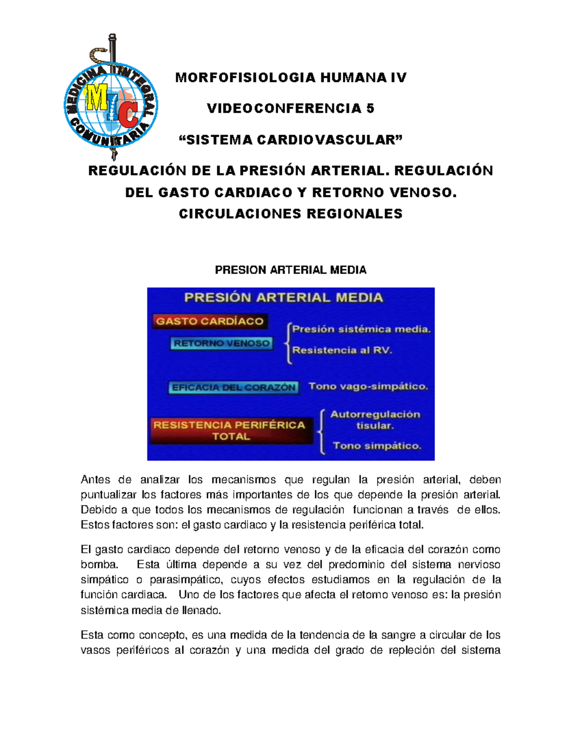 MFH IV AO 05 - Clase - Morfofisiopatologia Humana I - UCS - Studocu