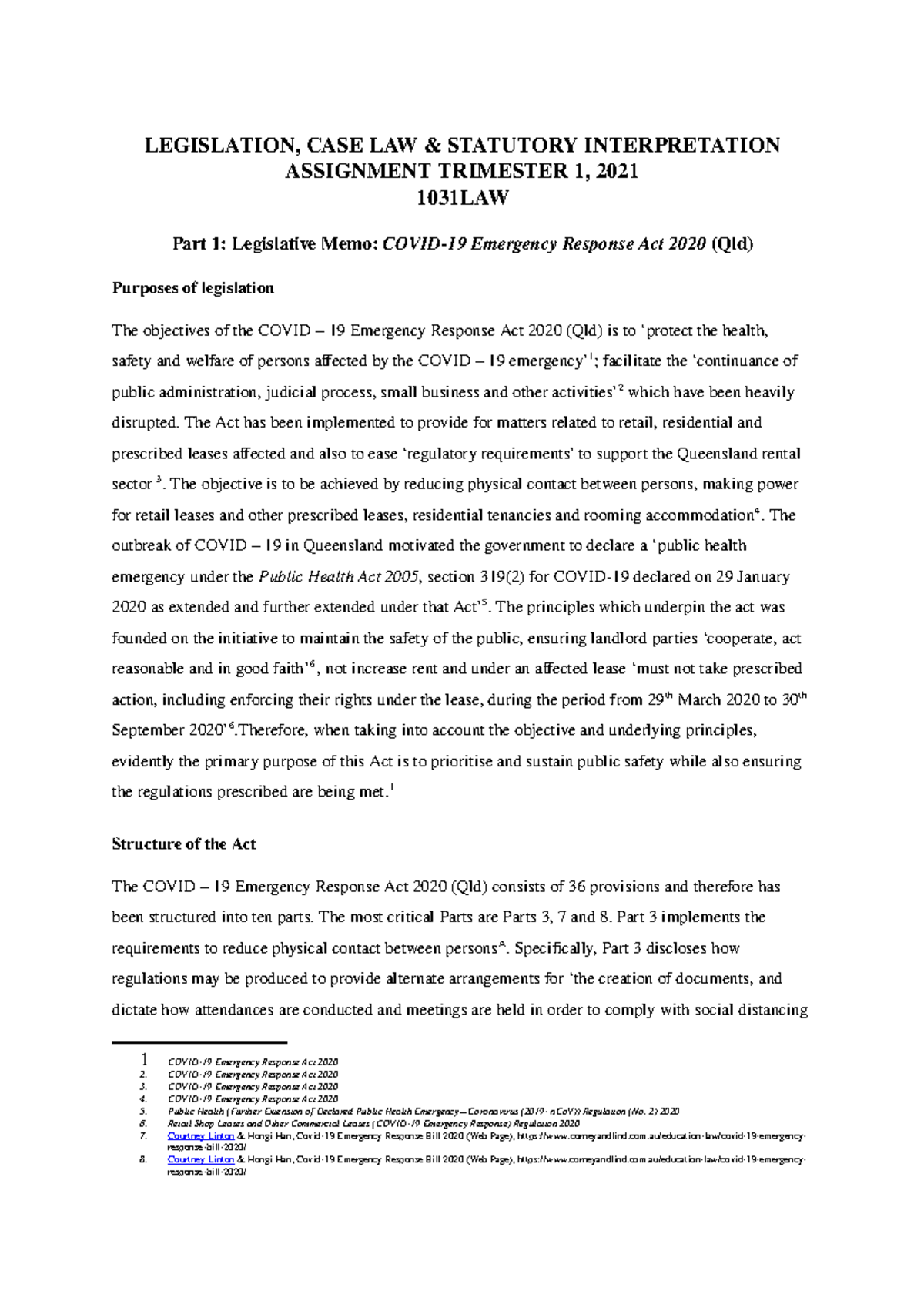 Foundations Assignment Final Legislative Memo/ Case Brief/ Statutory