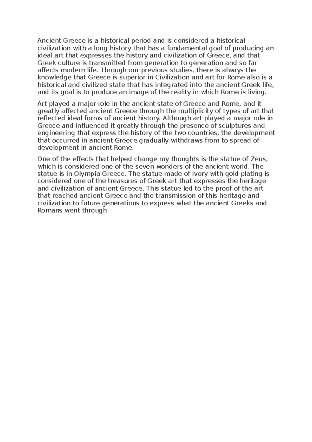 Journal AHIST 1401 2 - Ancient Greece is a historical period and is ...