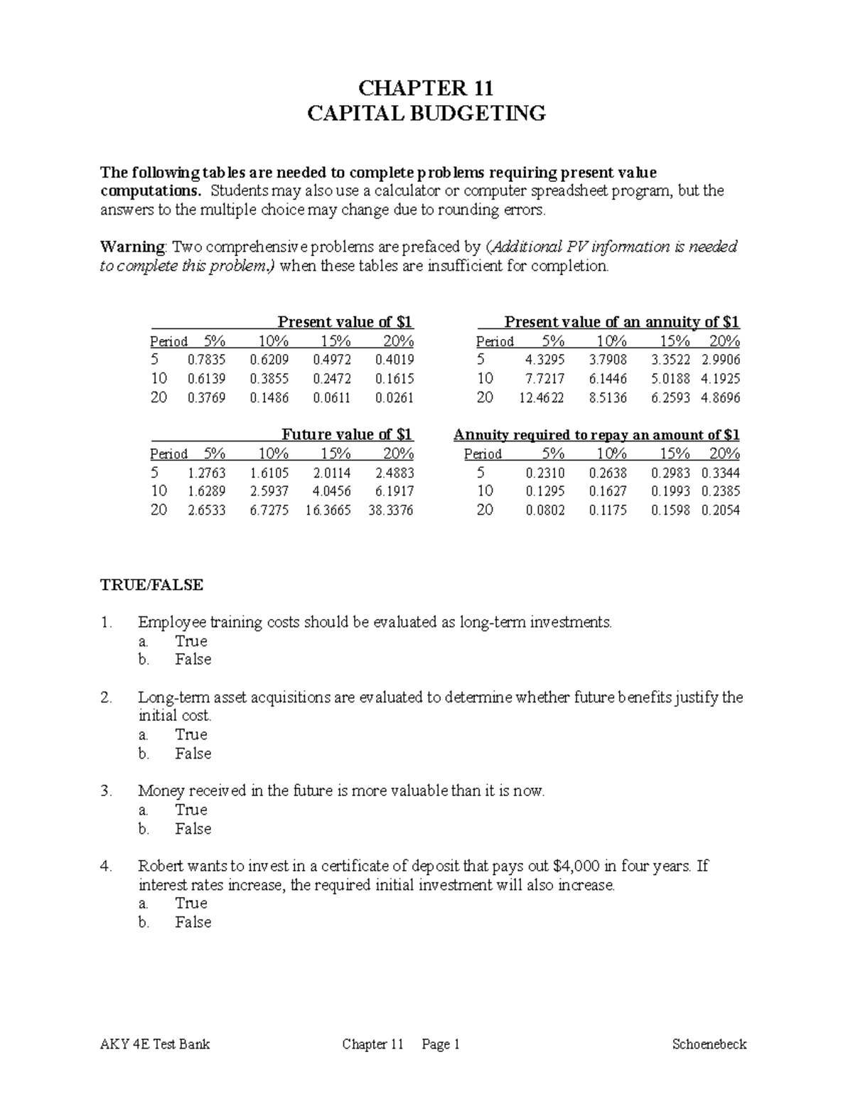 284166843 Capital Budgeting 3 - CHAPTER 11 CAPITAL BUDGETING The ...