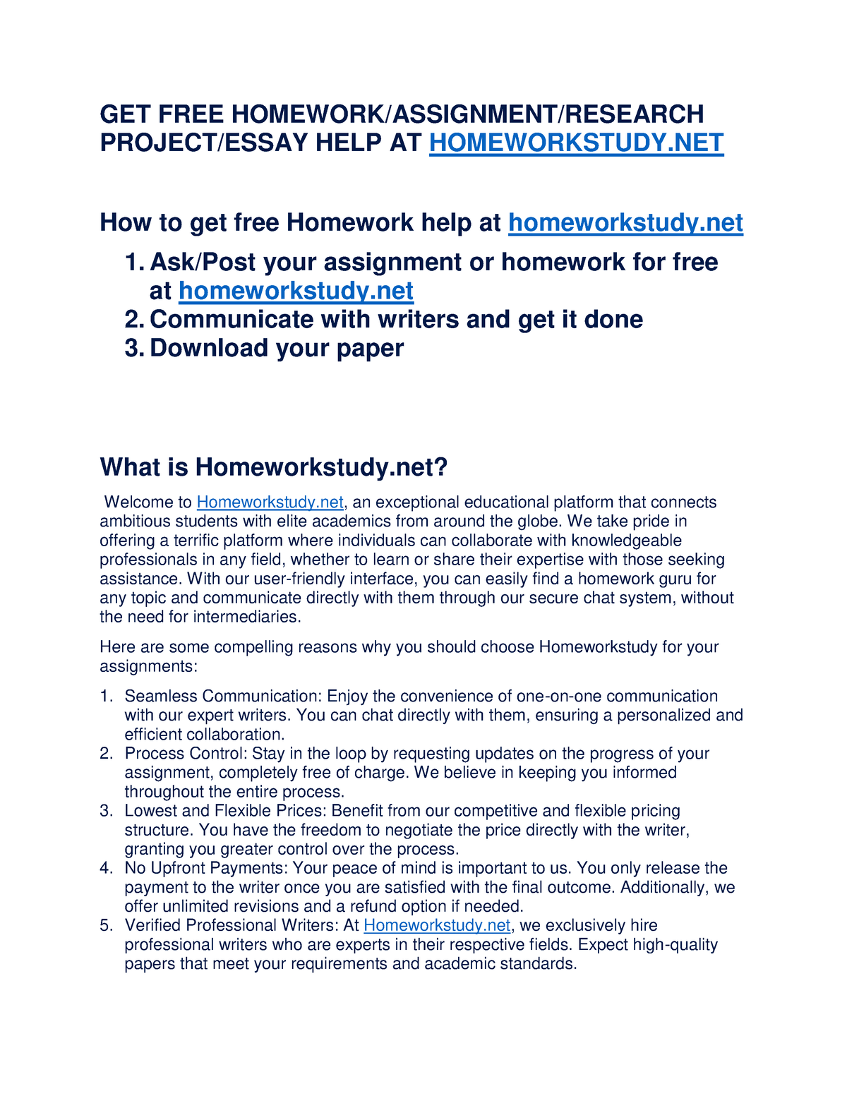 Welcome To Homeworkstudy.net - GET FREE HOMEWORK/ASSIGNMENT/RESEARCH ...