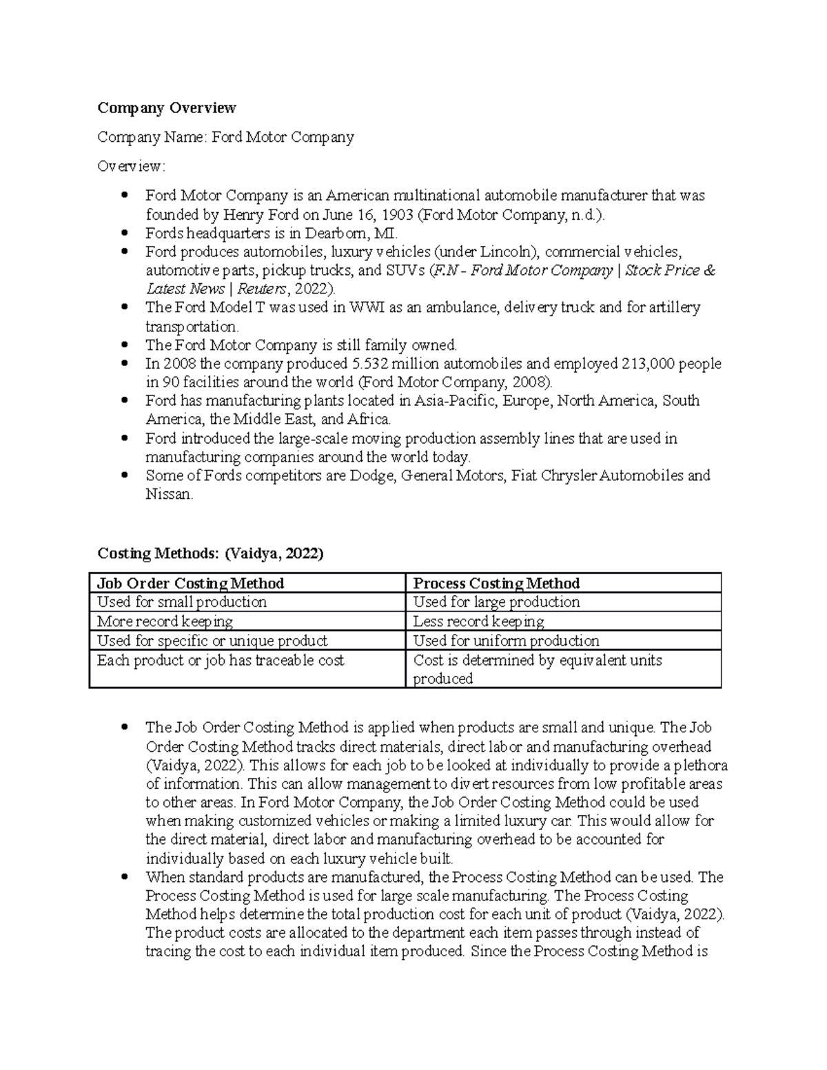 assignment costing methods