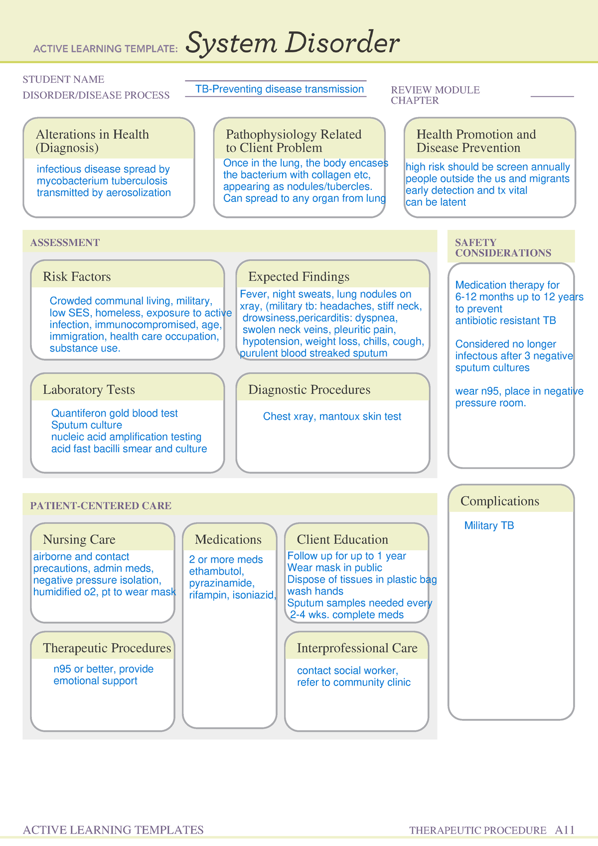 Alt System Disorder form - NUR 240 - STUDENT NAME DISORDER/DISEASE ...