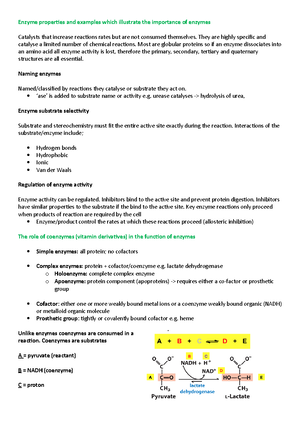 Topic 4 proteins - Summary notes - Describe examples that illustrate ...