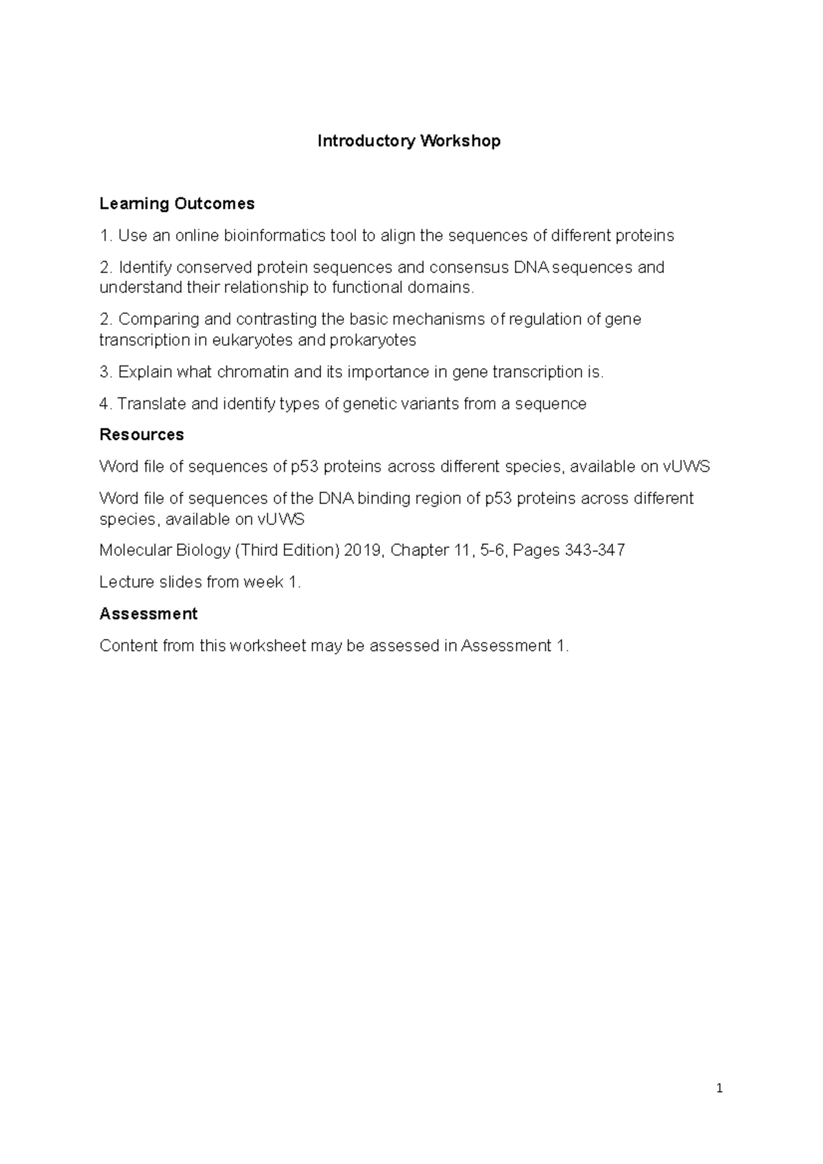 Workshop Week 1 - Introductory Workshop Learning Outcomes Use an online ...