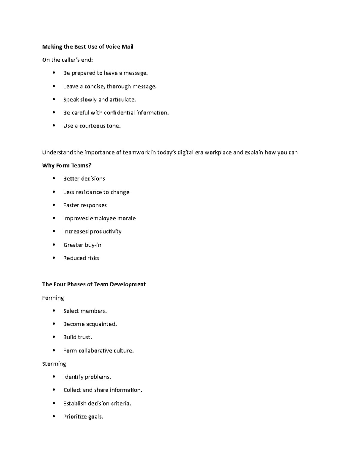 Lecture Notes 11 - Making the Best Use of Voice Mail On the caller’s ...