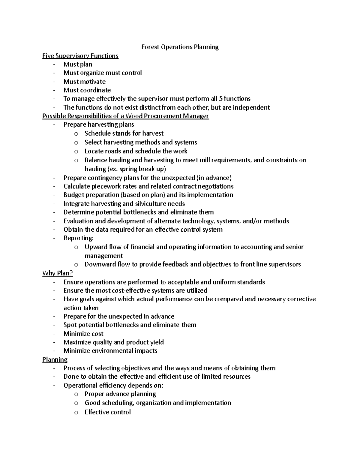 Forest Operations Planning - Natural Resources Management 3211 - LU ...