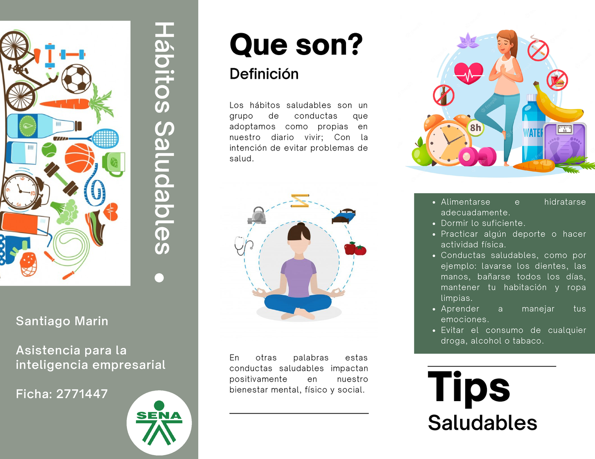 Folleto HS - Hábitos Saludables Que Son? ####### Definición Tips ...