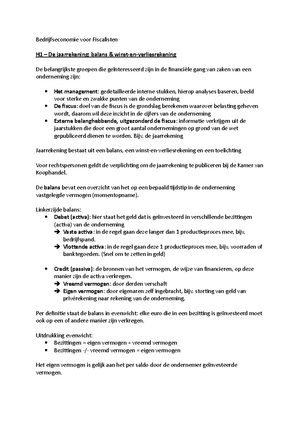 Samenvatting Bedrijfseconomie Jaarrekeningen Bedrijfseconomie Voor Fiscalisten H1 De Studeersnel
