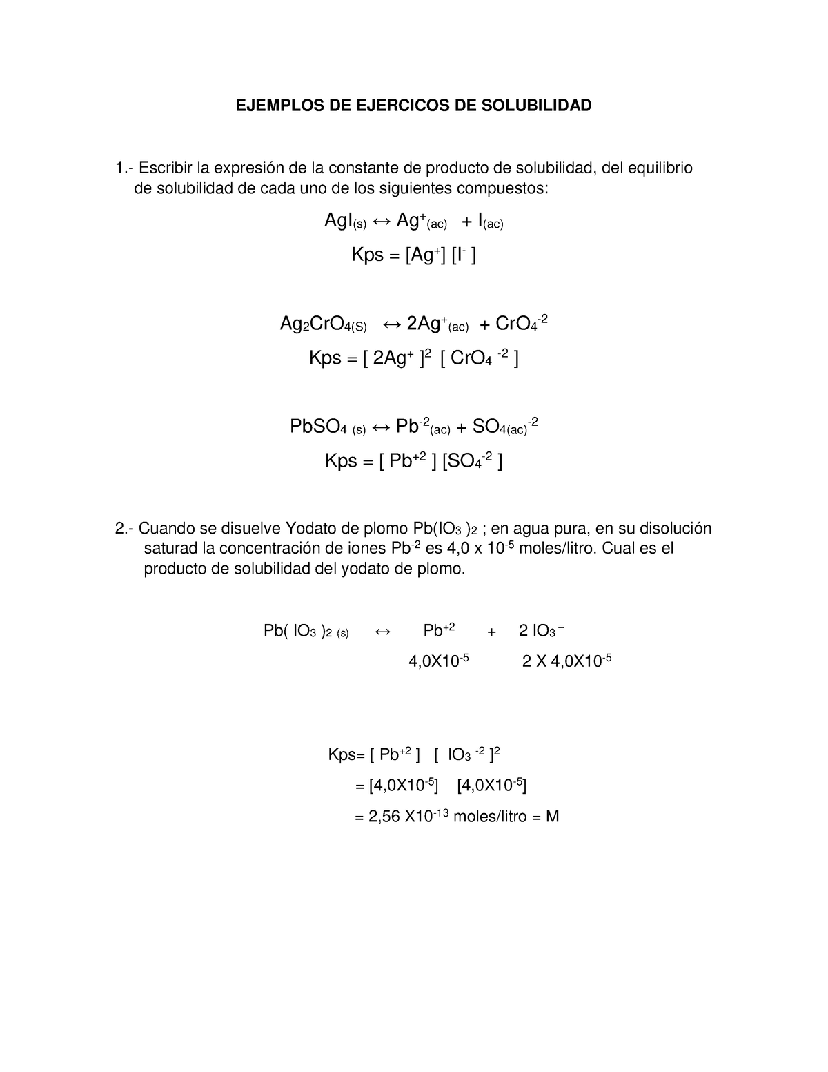 Ejercicos Resueltos DE Solubilidad - EJEMPLOS DE EJERCICOS DE ...