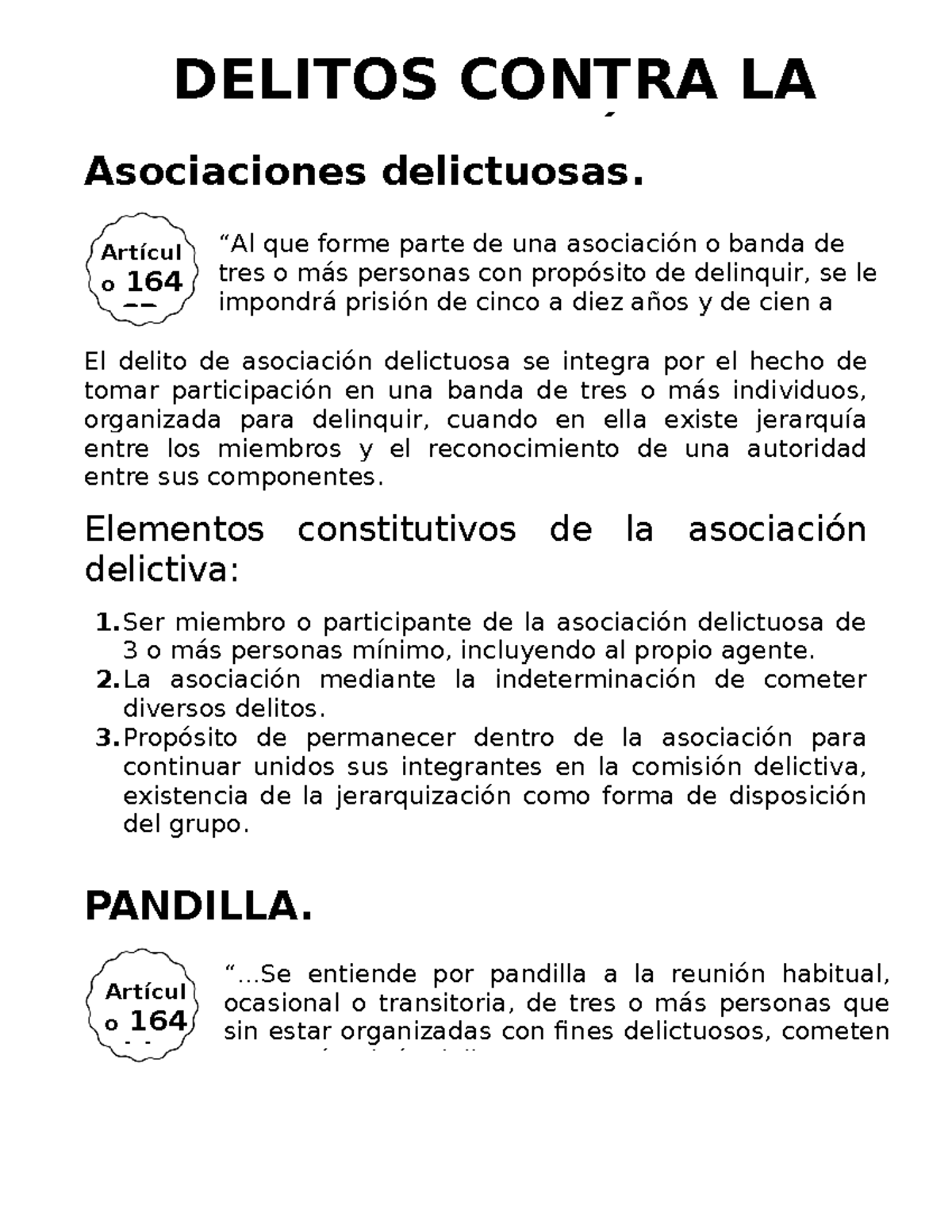 Delitos Contra La Seguridad Publica - Asociaciones Delictuosas. El ...