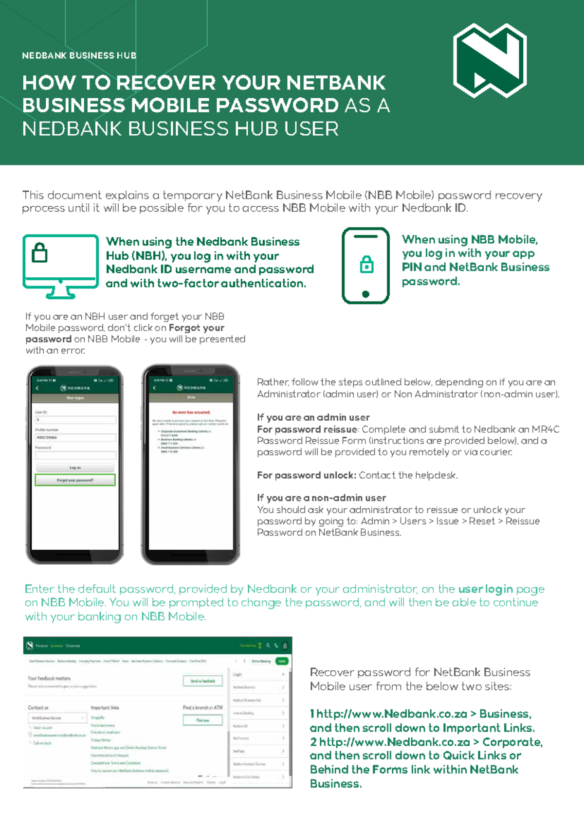 How to Recover Your Net Bank Business Mobile Password - NEDBANK ...