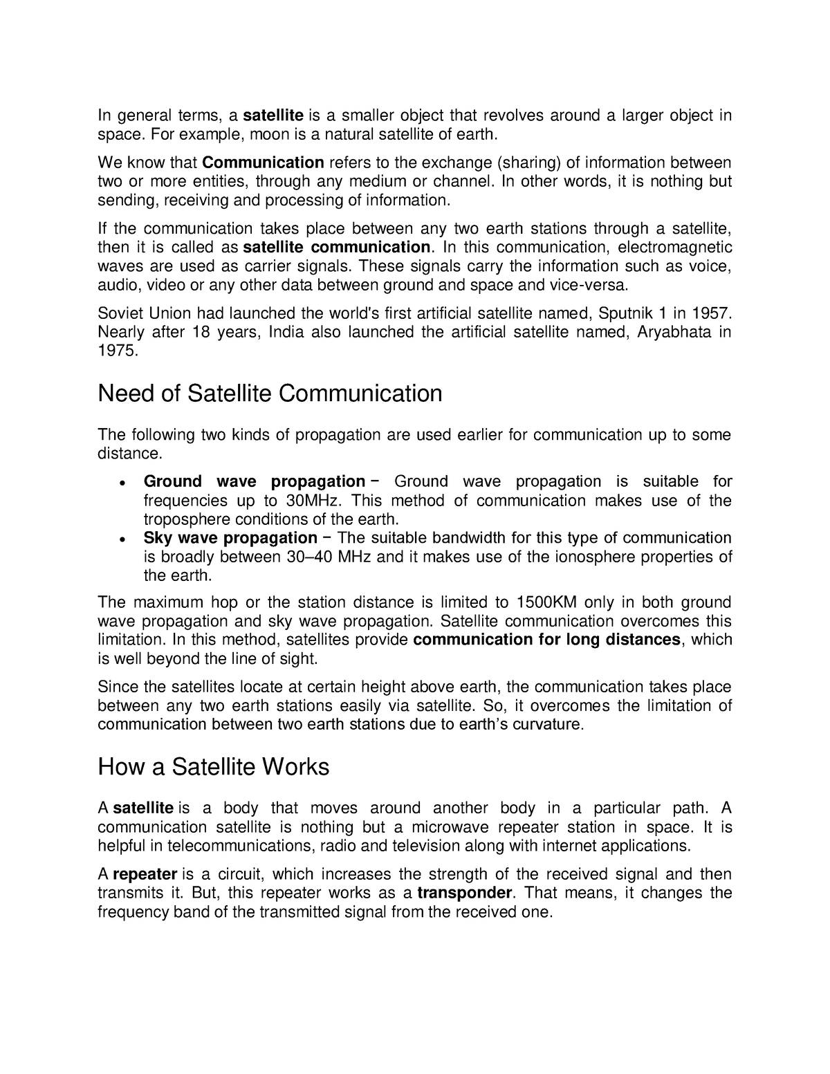 essay on satellite communication in english