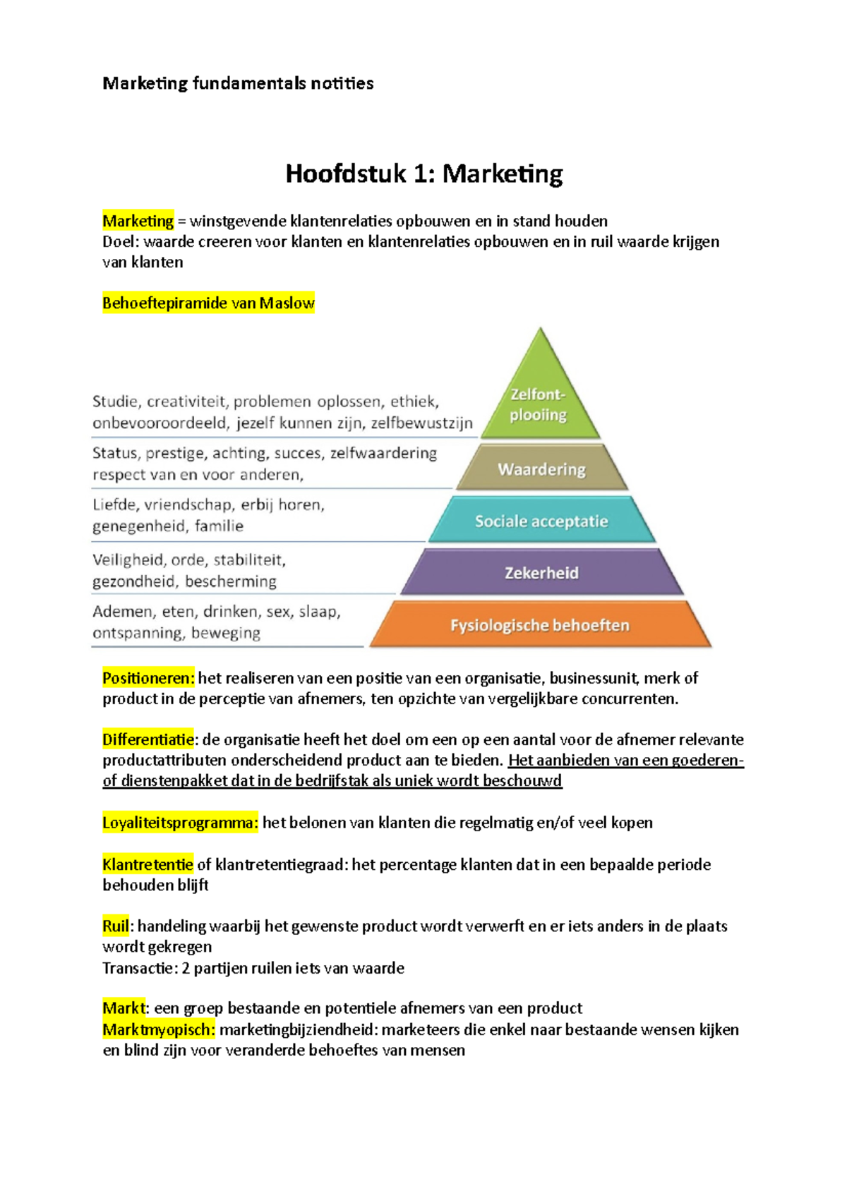 Samenvatting Marketing - Hoofdstuk 1: Marketing Marketing ...