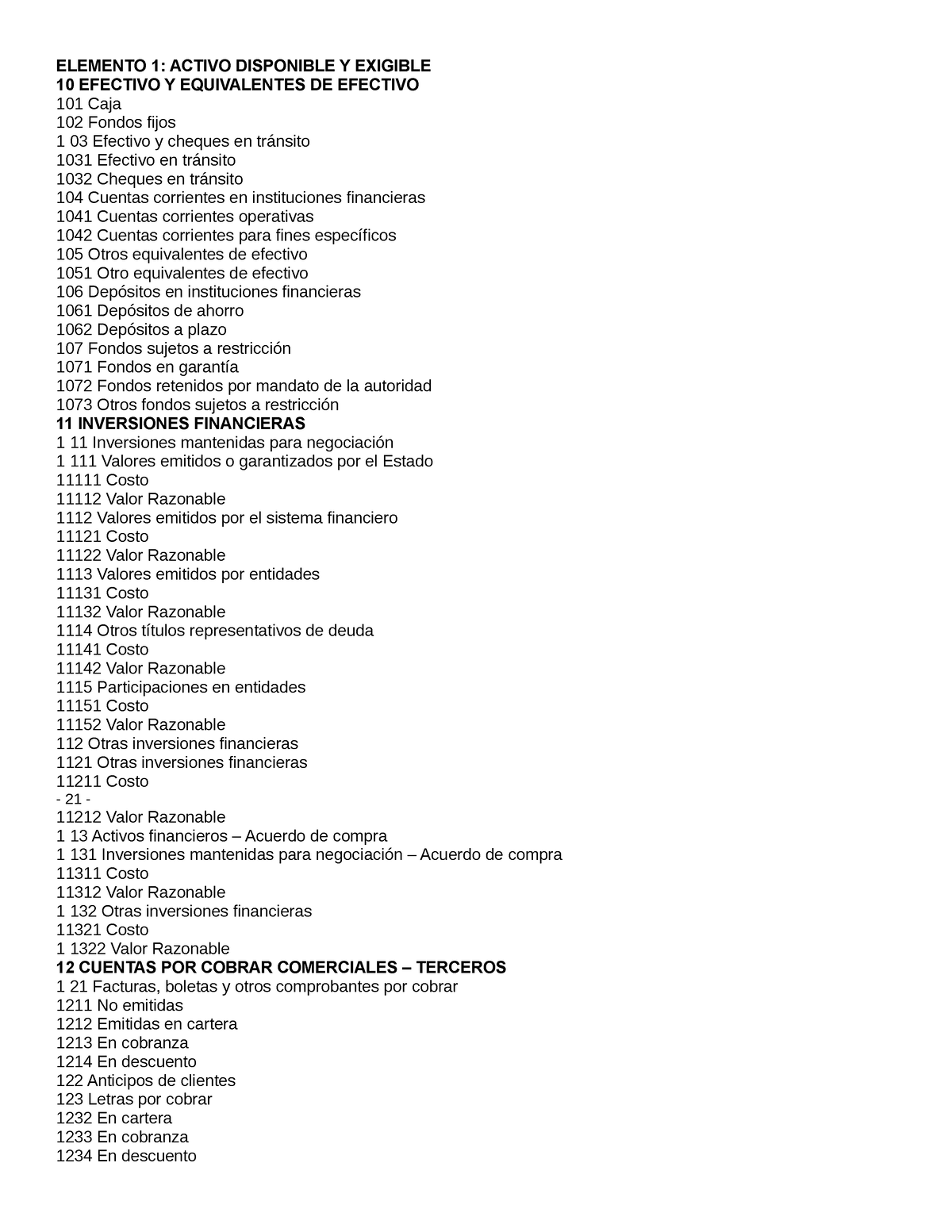 Los Elementos 1 Al 9 Elemento 1 Activo Disponible Y Exigible 10