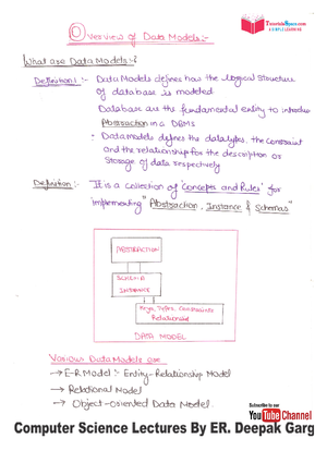 DBMS Unit 1 2 - Hand Written Notes - DBMS Lab - Studocu