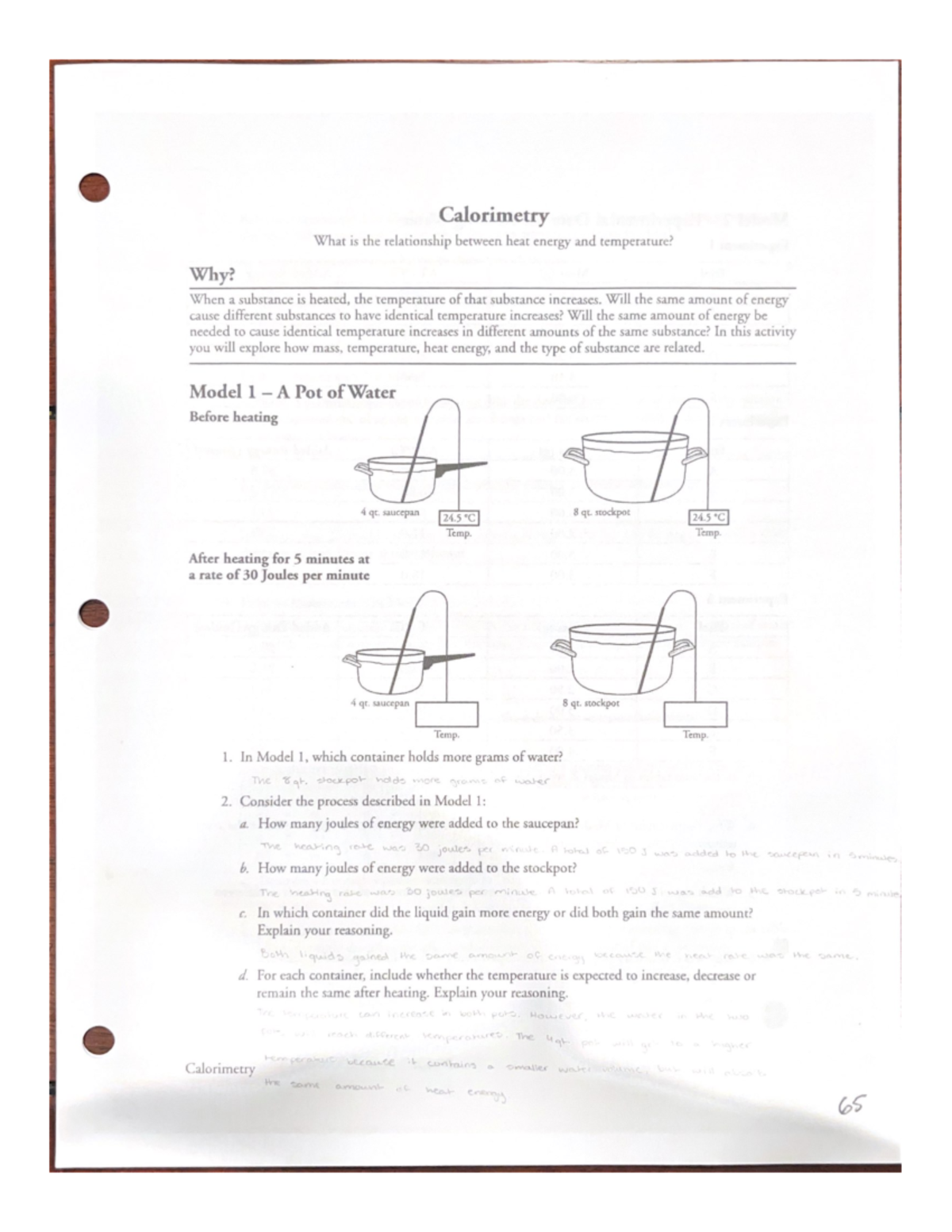Calorimetry BIO 1 Studocu