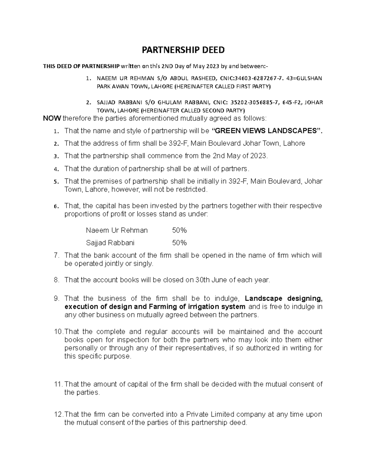 Partnership DEED New 2 PARTNERSHIP DEED THIS DEED OF PARTNERSHIP   Thumb 1200 1553 