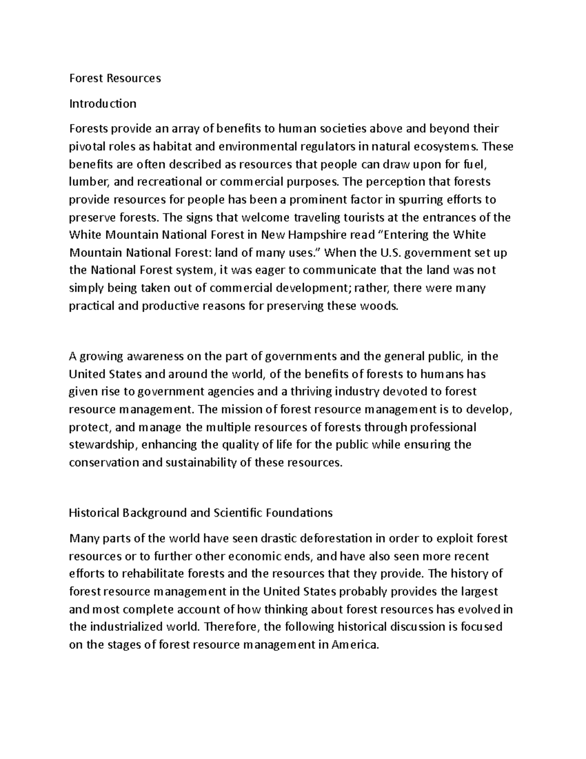 Forest resources - Forest Resources Introduction Forests provide an ...