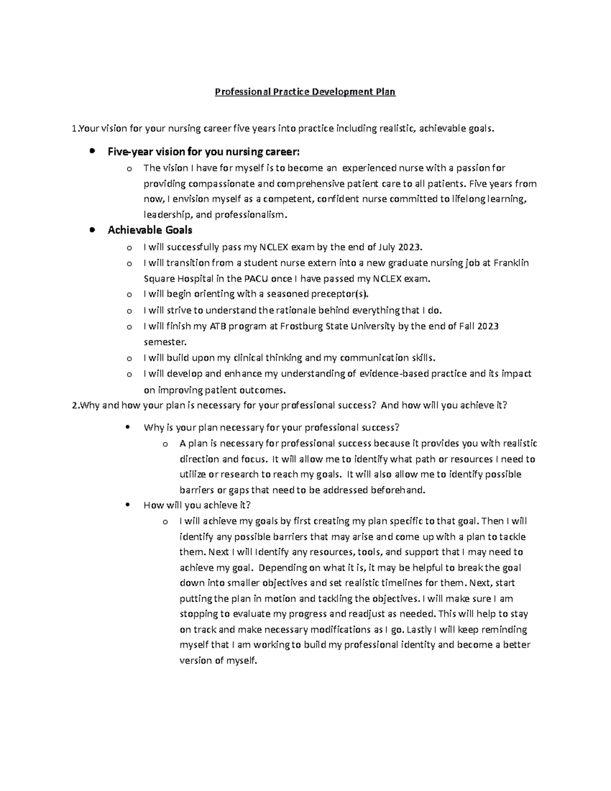 N212Professional Practice Development Plan template - Professional ...