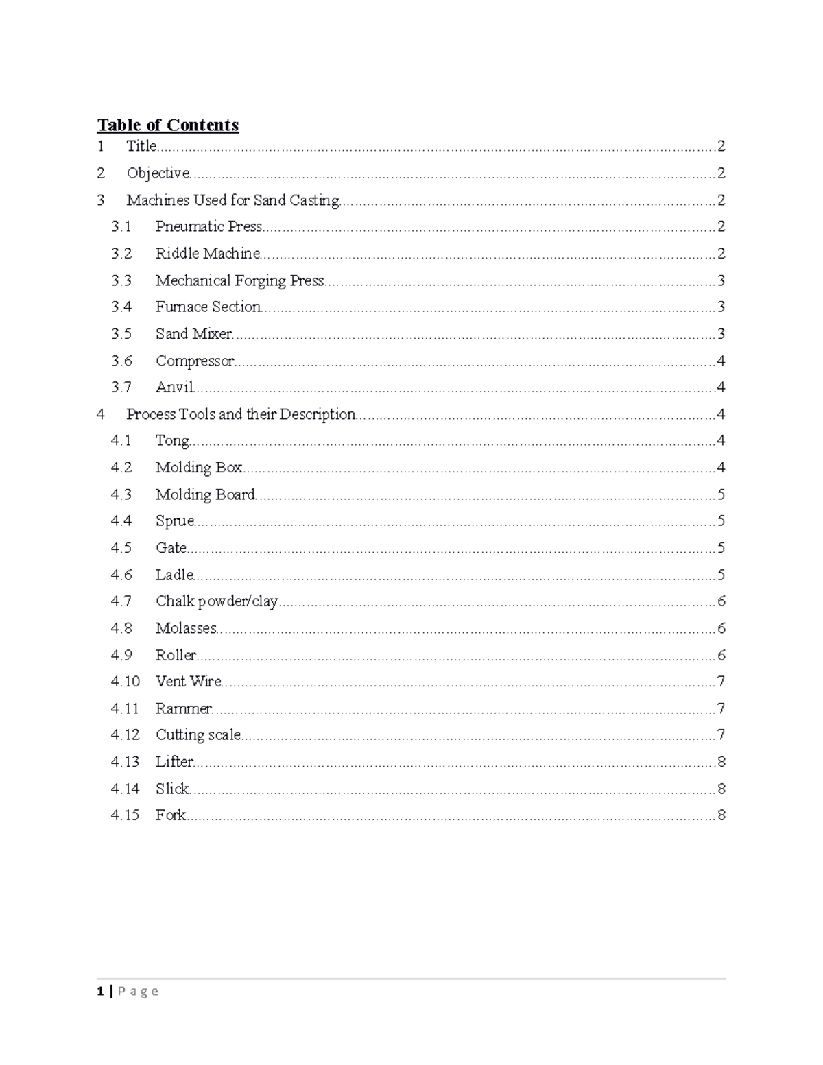1st report - lab manual - Table of Contents 1 - Studocu