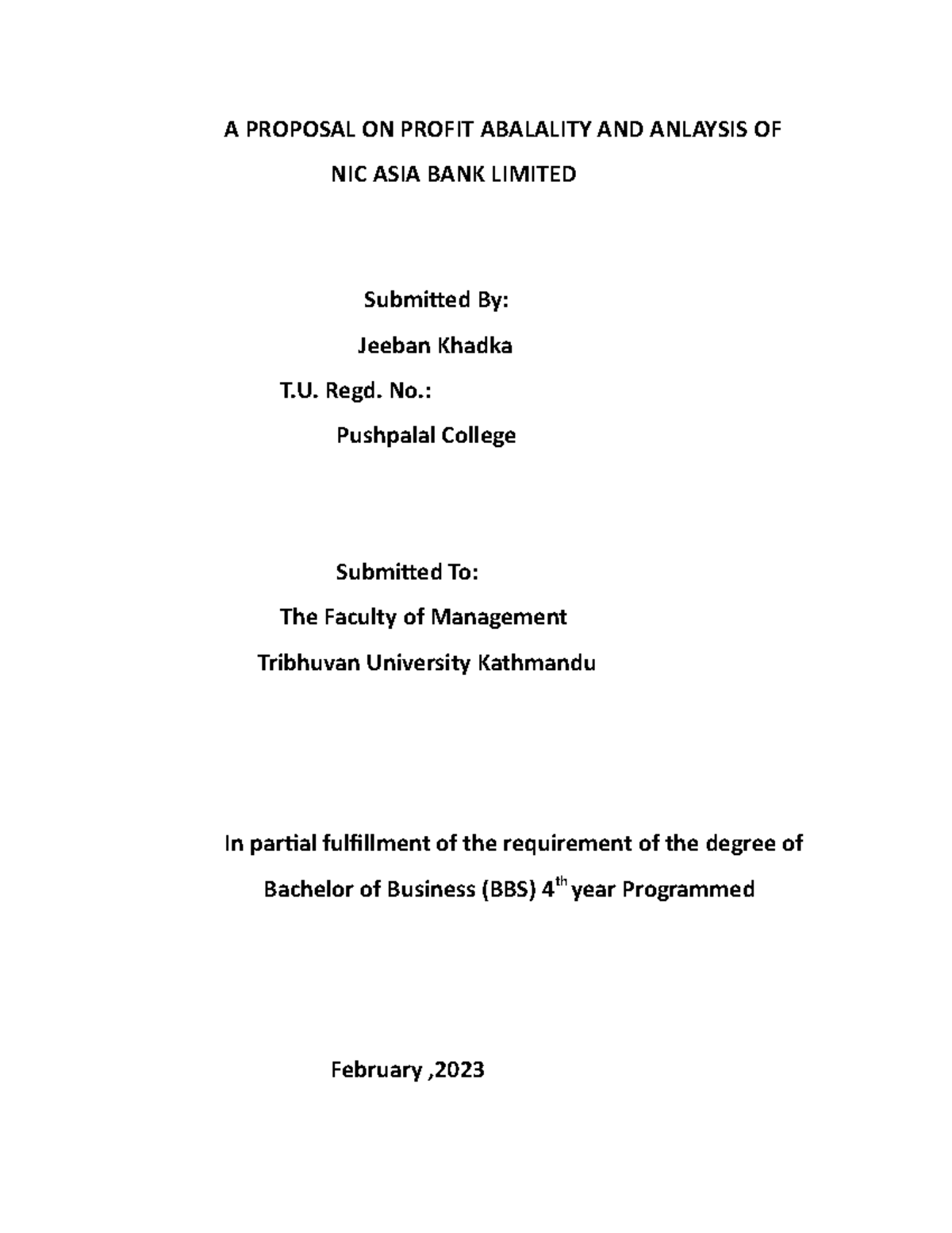a-proposal-on-profit-abalality-and-anlaysis-of-a-proposal-on-profit