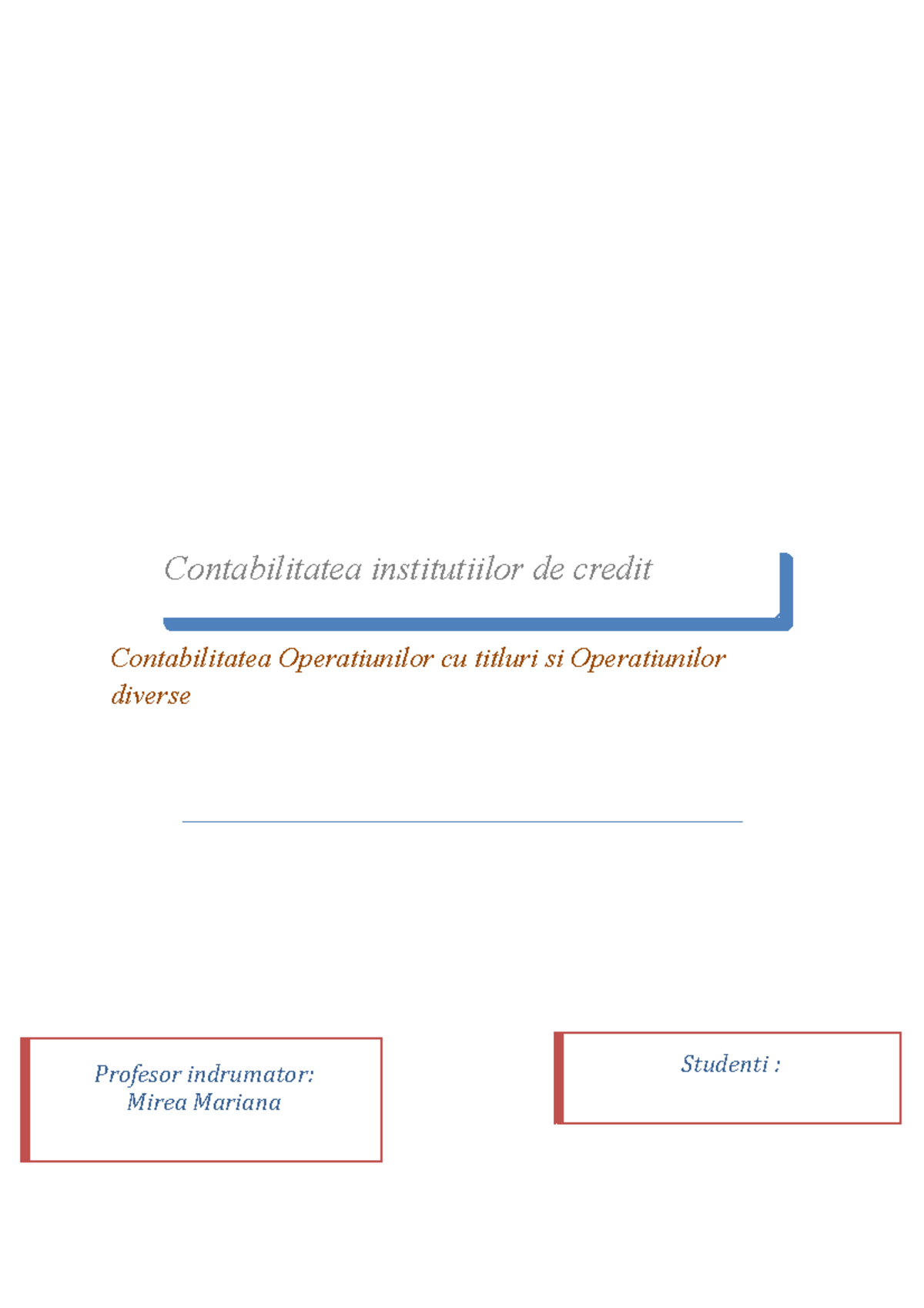 Contabilitatea Operatiunilor cu Titluri si Operatiuni Diverse ...