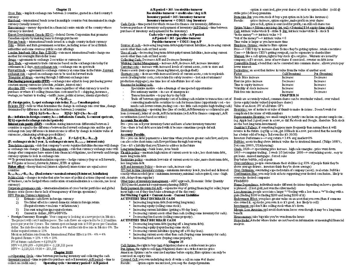 3FA3-EXAM-Formula-Sheet - Chapter 21 Cross Rate – implicit exchange ...