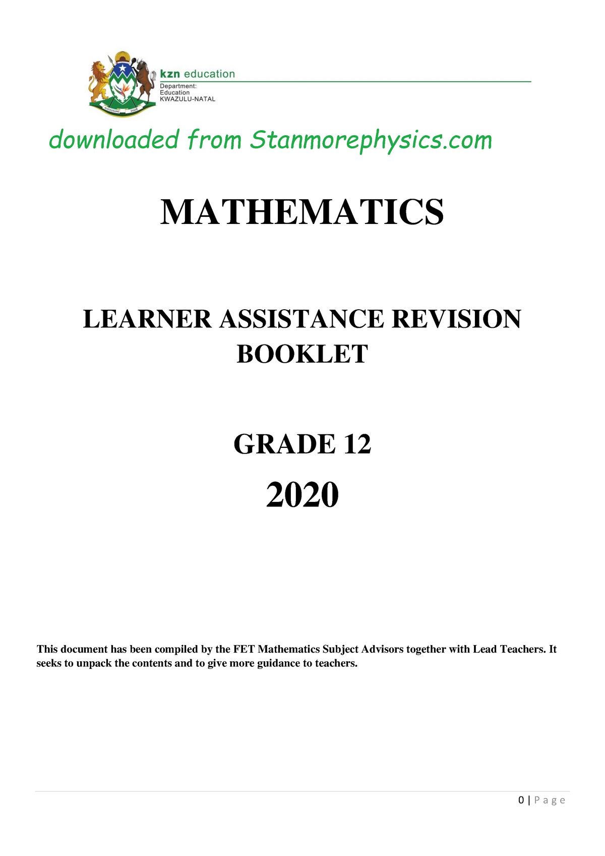 Maths Grade 12 Learner Assistance 2020 - MATHEMATICS LEARNER ASSISTANCE ...