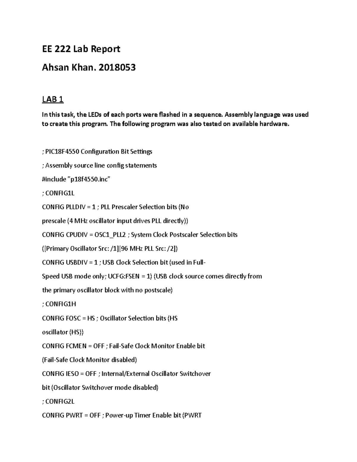 U2018 053 - Lecture notes 7,10 - EE 222 Lab Report Ahsan Khan. 2018053 ...
