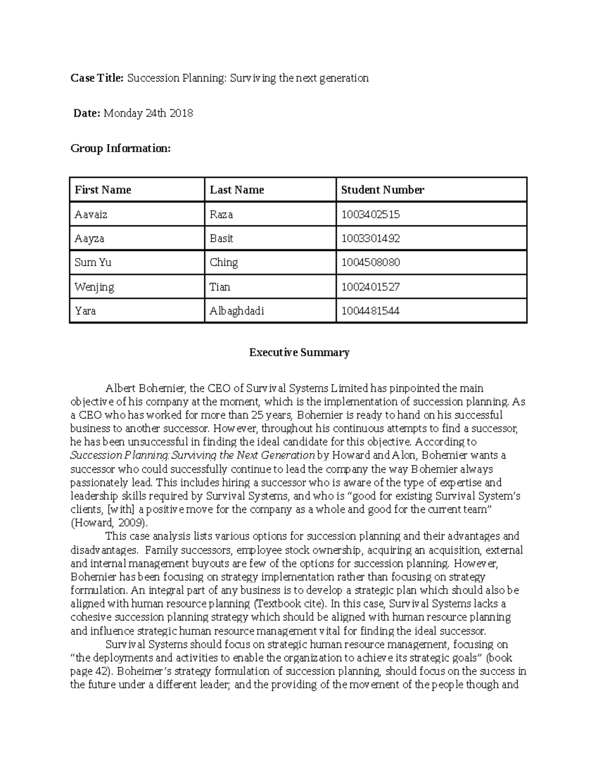 Succession Planning - Surviving the next generation - Case Title ...