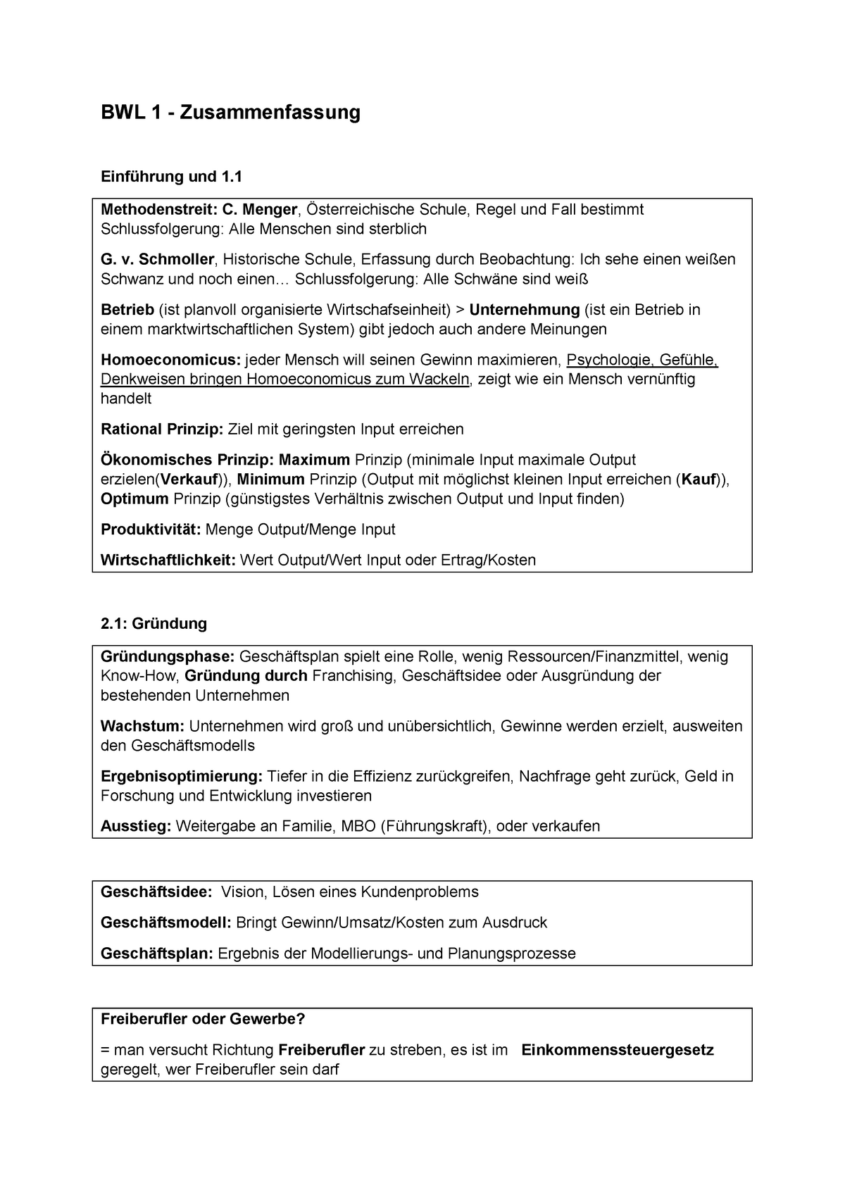 Betriebswirtschaftslehre 1 - Zusammenfassung - BWL 1 - Zusammenfassung ...