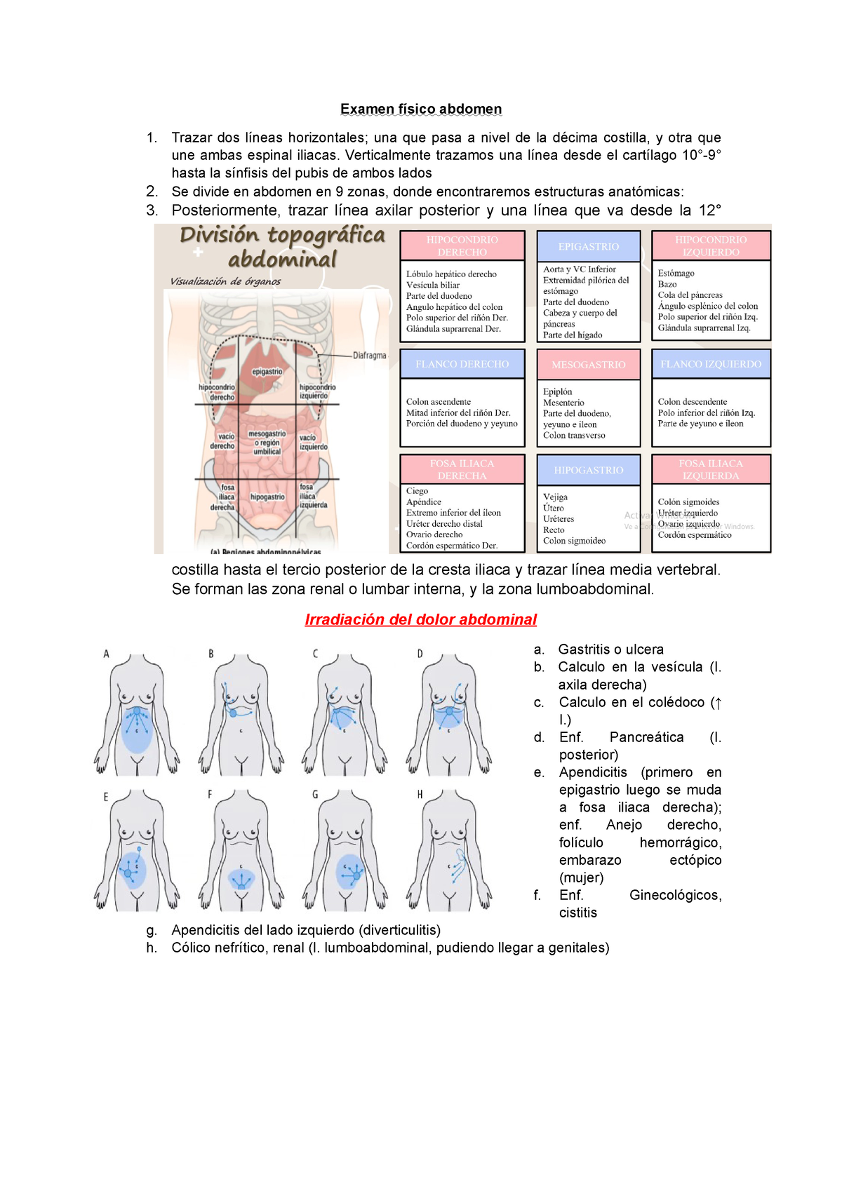 Examen Físico Abdomen Examen Físico Abdomen Trazar Dos Líneas Horizontales Una Que Pasa A 0560