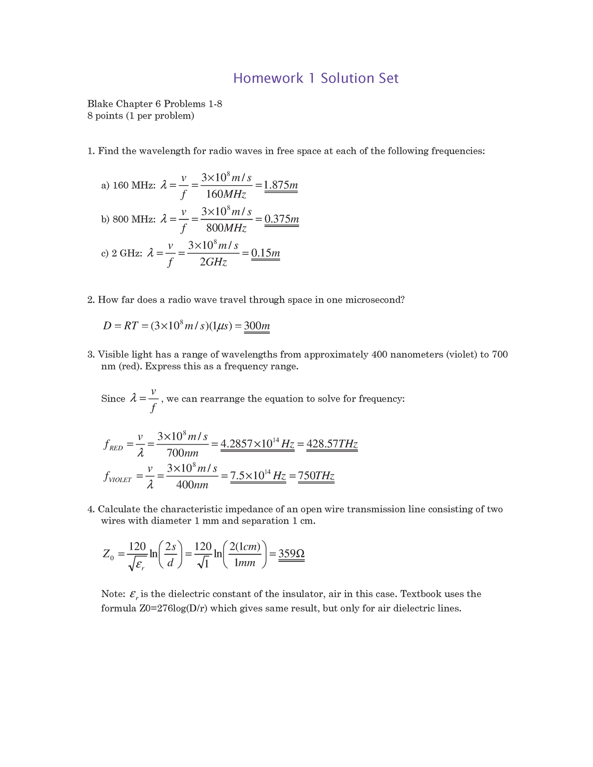 Homework 1 - Physics class quiz - Homework 1 Solution Set Blake Chapter ...