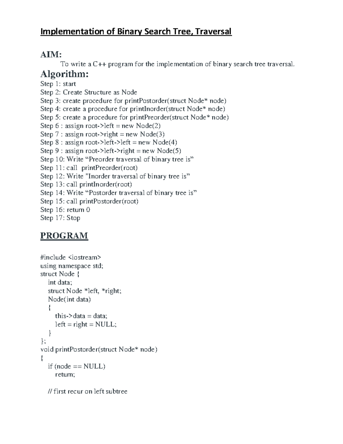 C++ & DS - Program 1 - GFGD - Implementation of Binary Search Tree ...