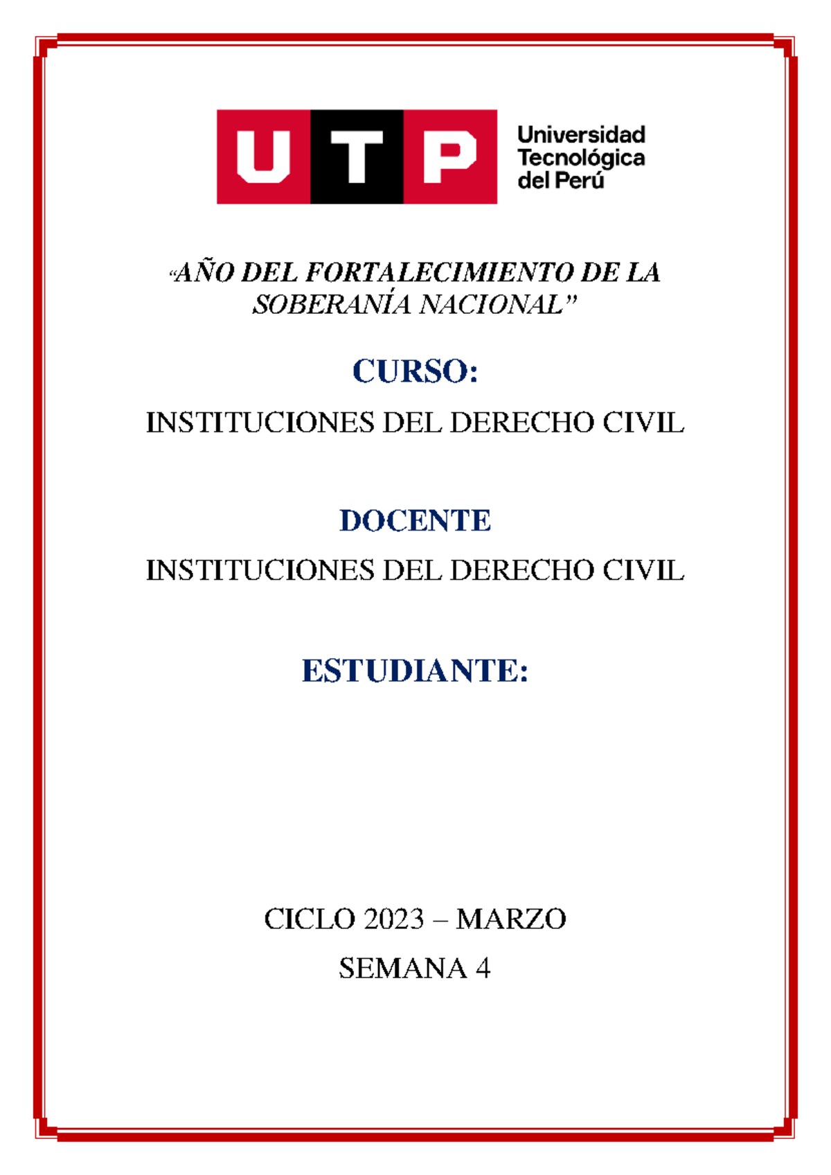 S4. s1 - tarea - “AÑO DEL FORTALECIMIENTO DE LA SOBERANÍA NACIONAL ...