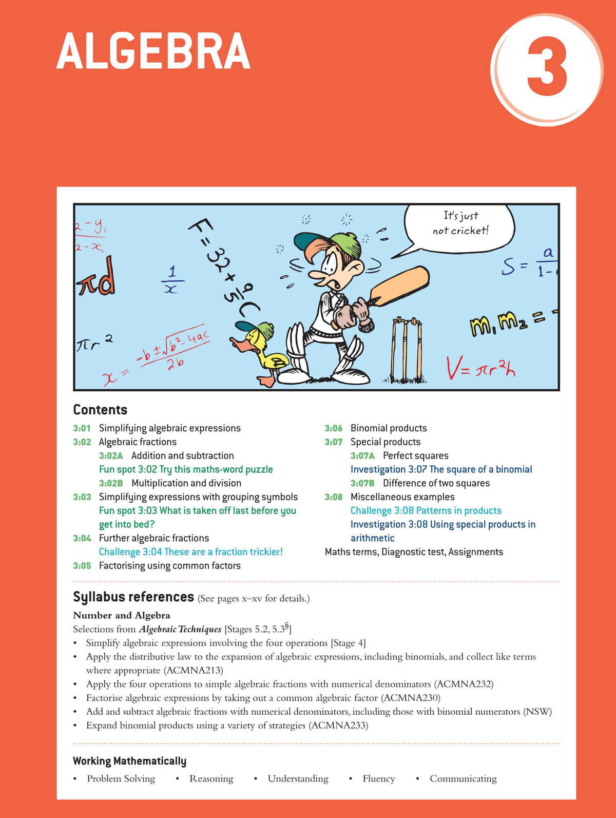 Ch 3 Algebra - Mathematics textbook - J, I ,. I I,, not cricket! ... a ...