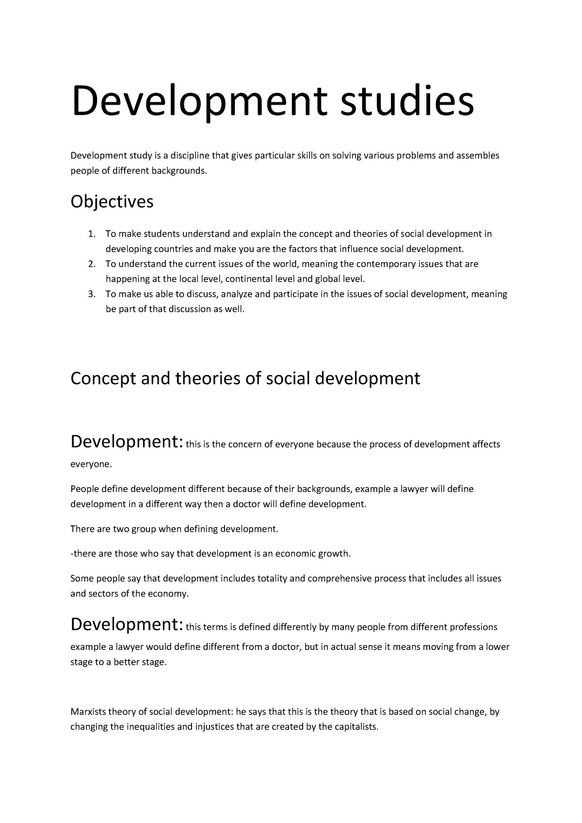 thesis in development studies
