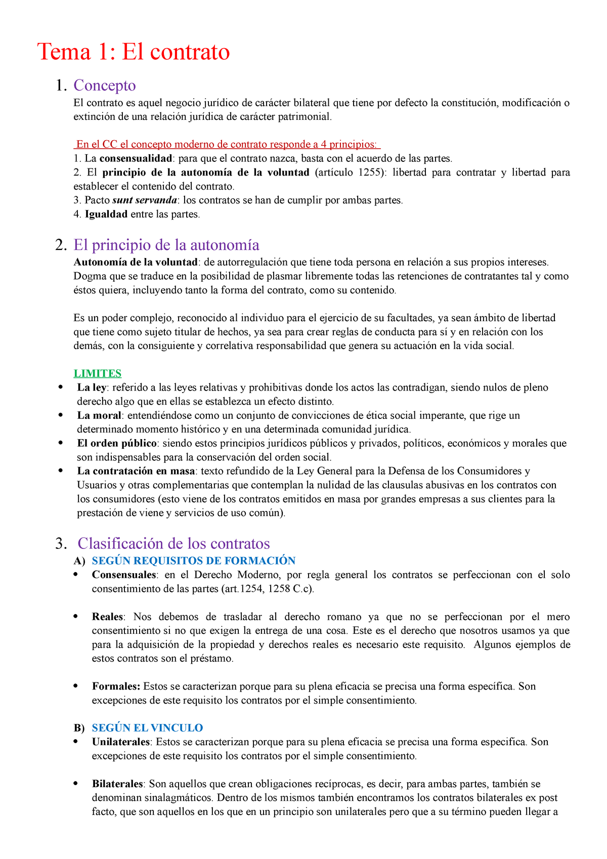 Tema 1 El Contrato Tema 1 El Contrato 1 Concepto El Contrato Es Aquel Negocio Jurídico De 6679