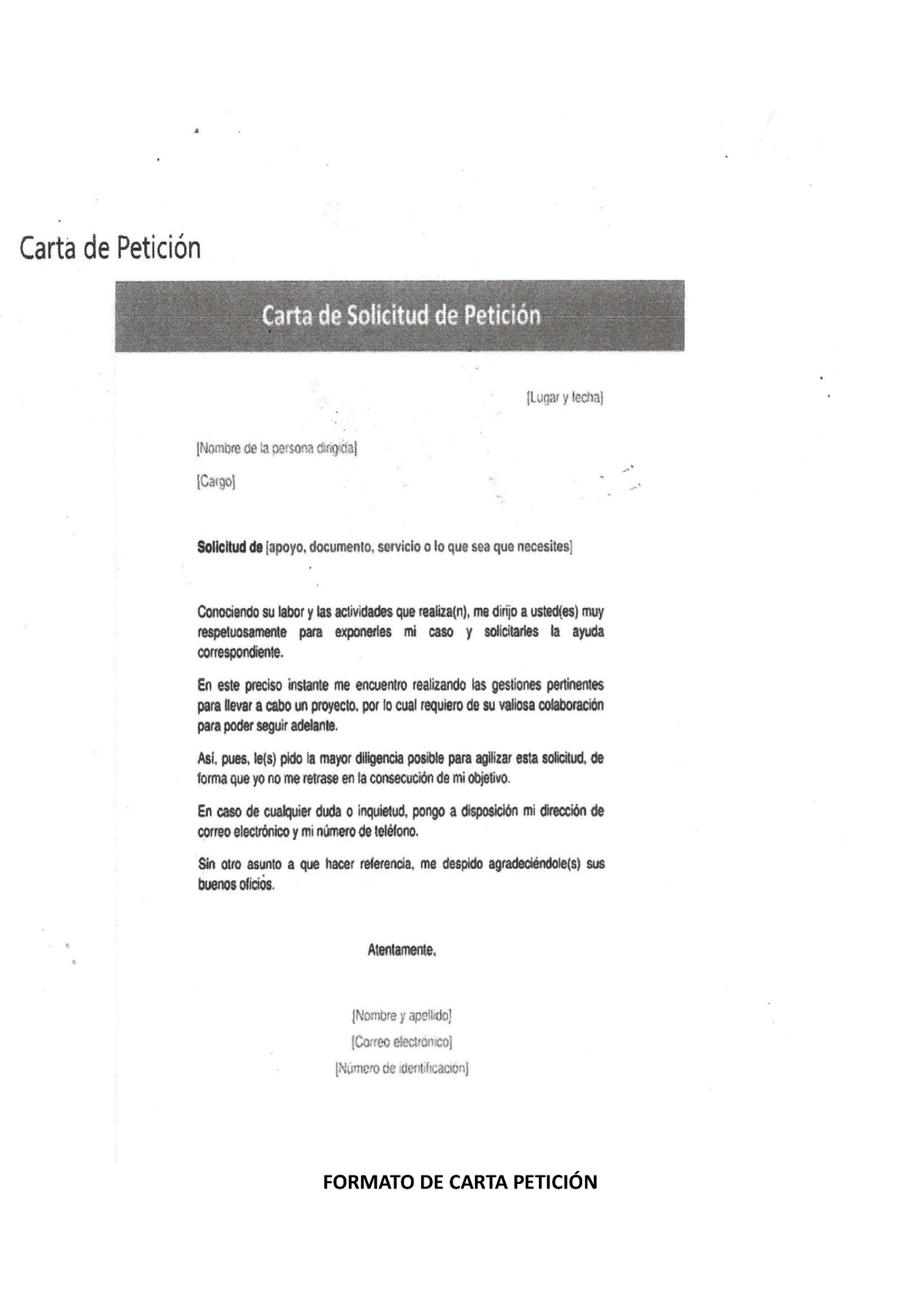 Formato De Carta Peticion Formato De Carta Petici N Pueblo Nuevo El Chivo