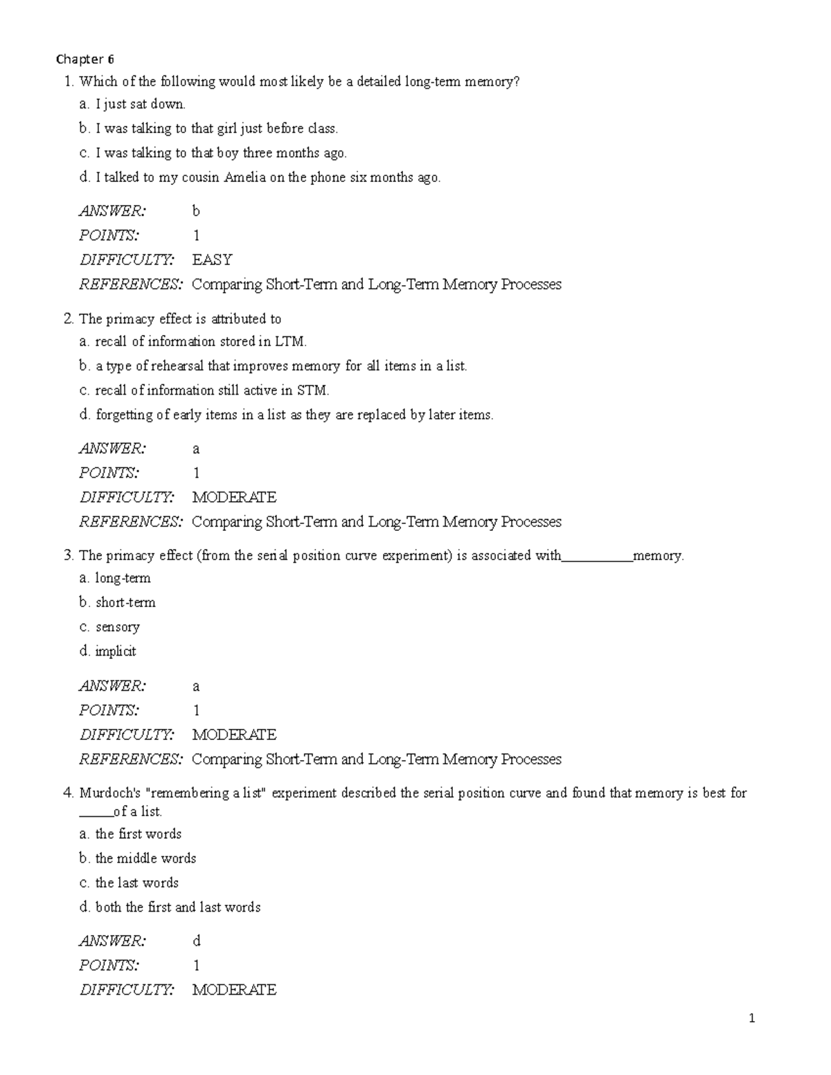 Chapter 6 - Test Bank - Chapter 6 1. Which Of The Following Would Most ...