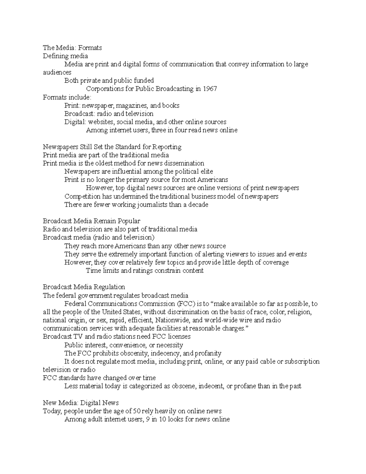 The Media - Lecture notes 7 - The Media: Formats Defining media Media ...