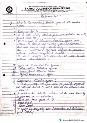 DL assignment 2 - dl subject handwritten notes - INNOVATIVE AND ...