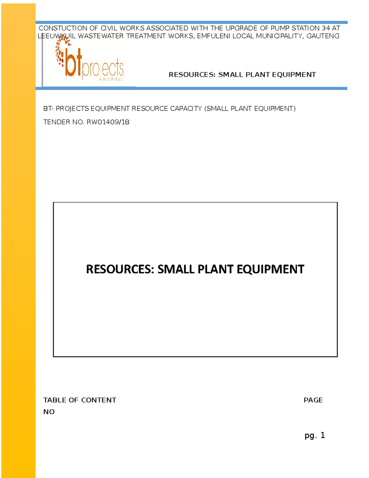Small Plant LEEUWKUIL WASTEWATER TREATMENT WORKS, EMFULENI LOCAL