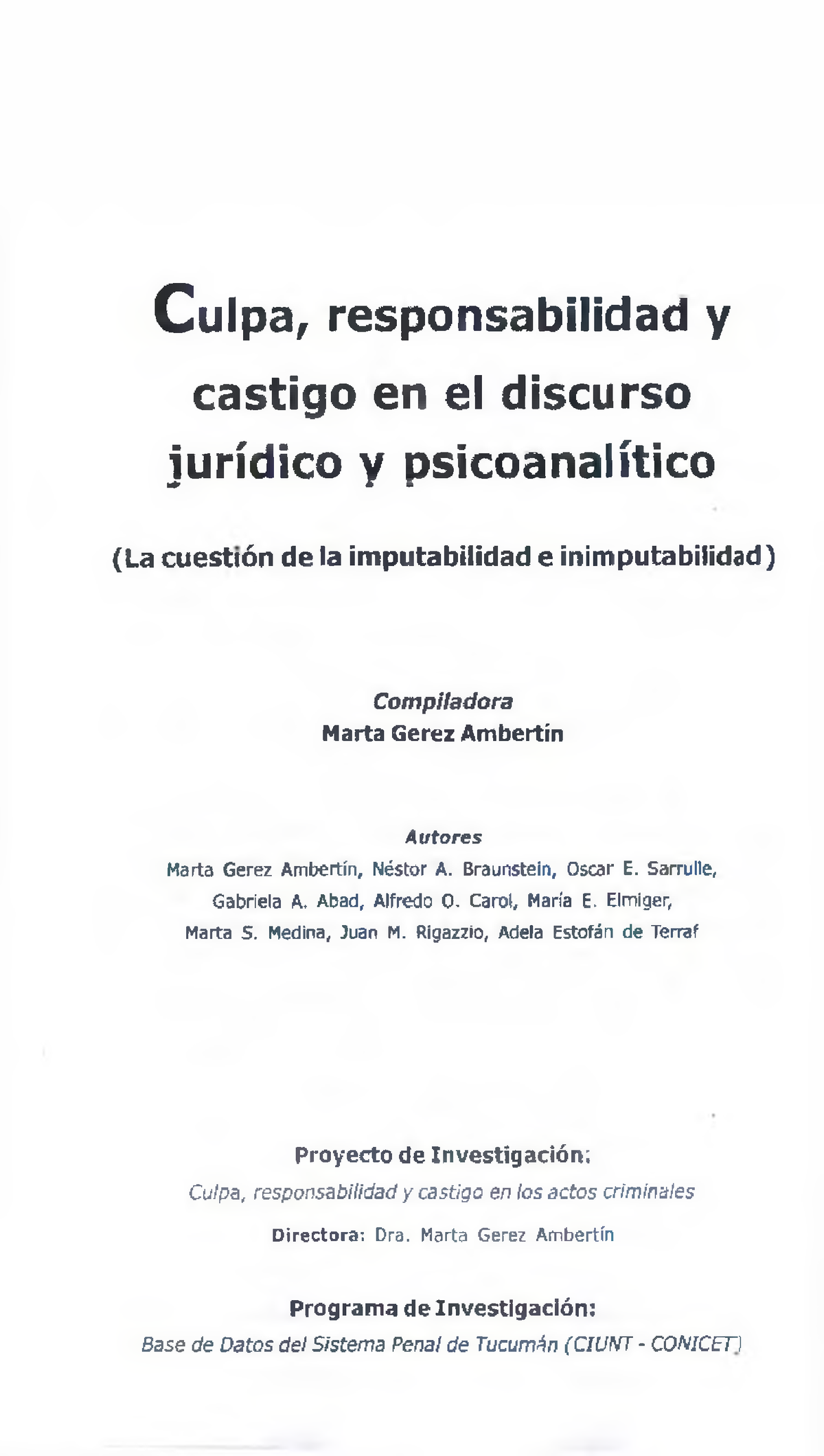 Culpa Y Responsabilidad - Cu Lp A, Responsabilidad Y Castigo En El ...