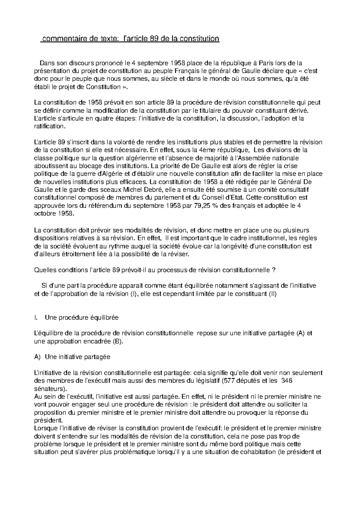 article 89 de la constitution dissertation