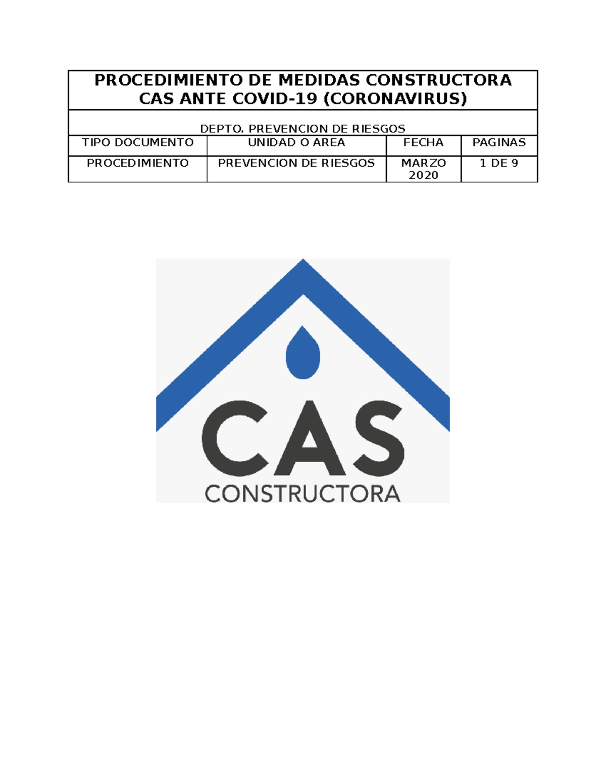 Procedimiento DE Medidas Constructora CAS ANTE Covid 21-01-2022 ...