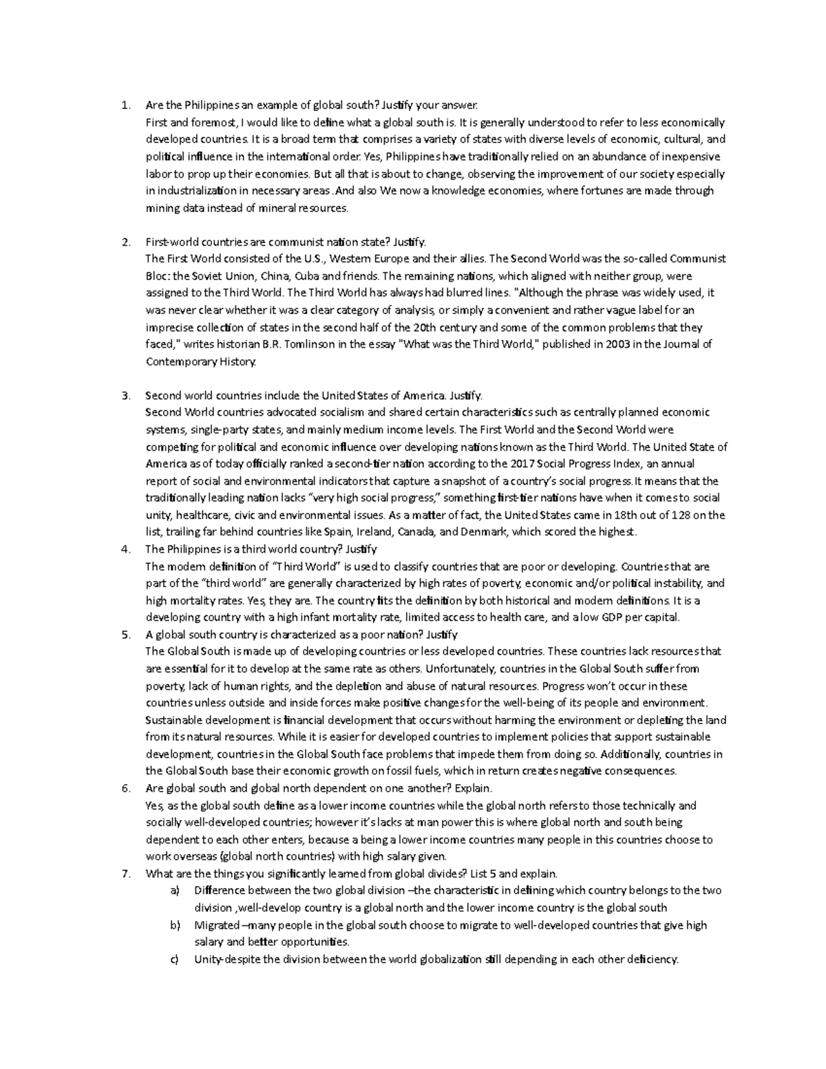 Are the Philippines an example of global south - First and foremost, I ...