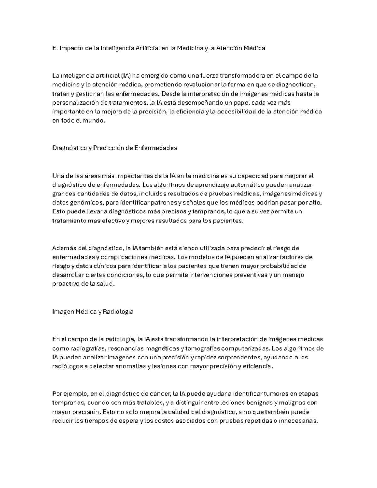 El Impacto de la Inteligencia Artificial en la Medicina y la Atención ...