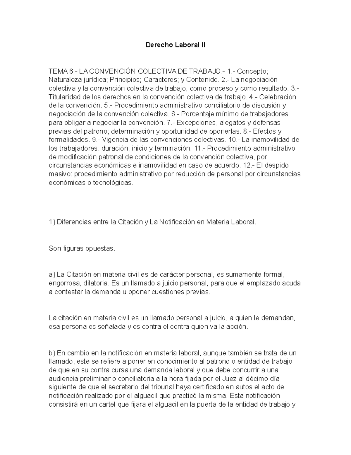 Derecho Laboral II - Apuntes De Clase De Acuerdo Con La Cátedra Y ...